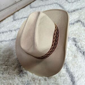Classic Cream Cowboy Hat with Brown and Gold Band